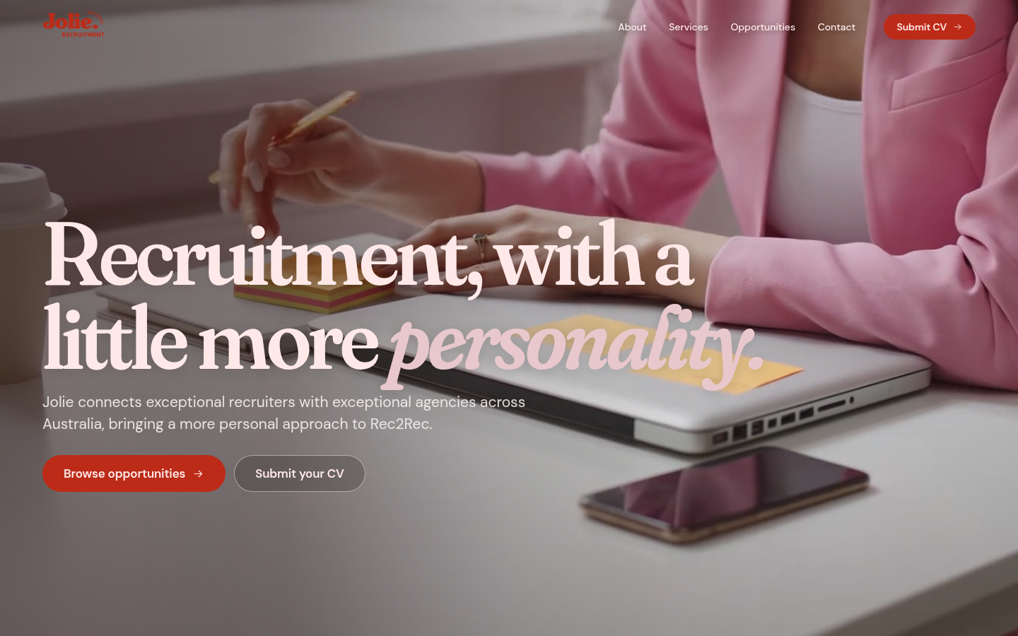 Jolie Recruitment desktop website view