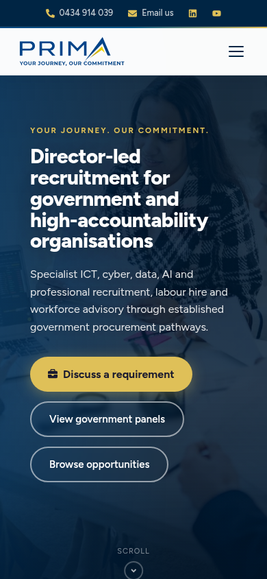 Prima Recruitment & Consultancy responsive mobile design